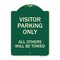 Signmission Visitor Parking All Others Will Towed Heavy-Gauge Aluminum Sign, 24" x 18", G-1824-22730 A-DES-G-1824-22730 - alternate 1